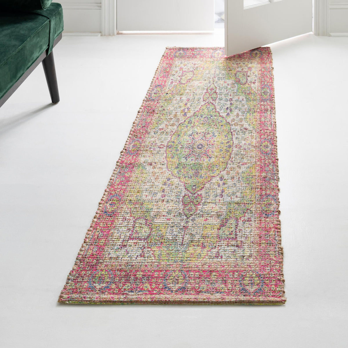Savannah Threads Collection Area Rug - Charleston Runner Ivory Pink  lifestyle 72
