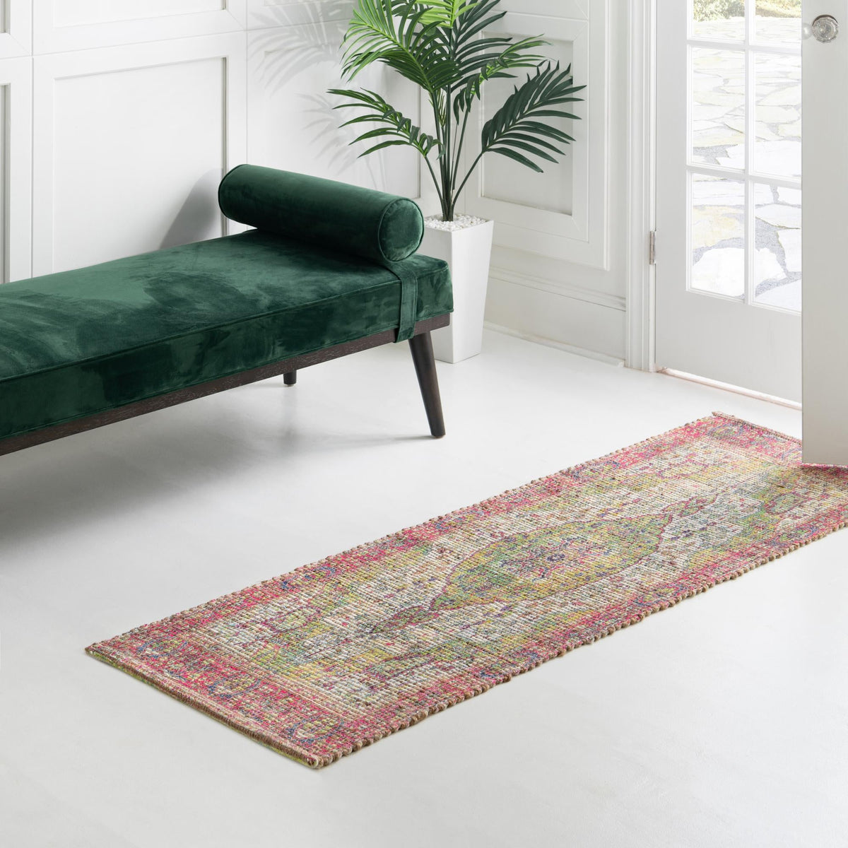 Savannah Threads Collection Area Rug - Charleston Runner Ivory Pink  lifestyle 76