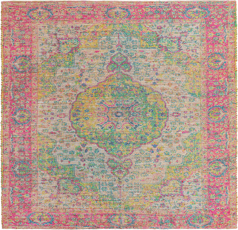 Savannah Threads Collection Area Rug - Charleston Square Ivory Pink  lifestyle 80