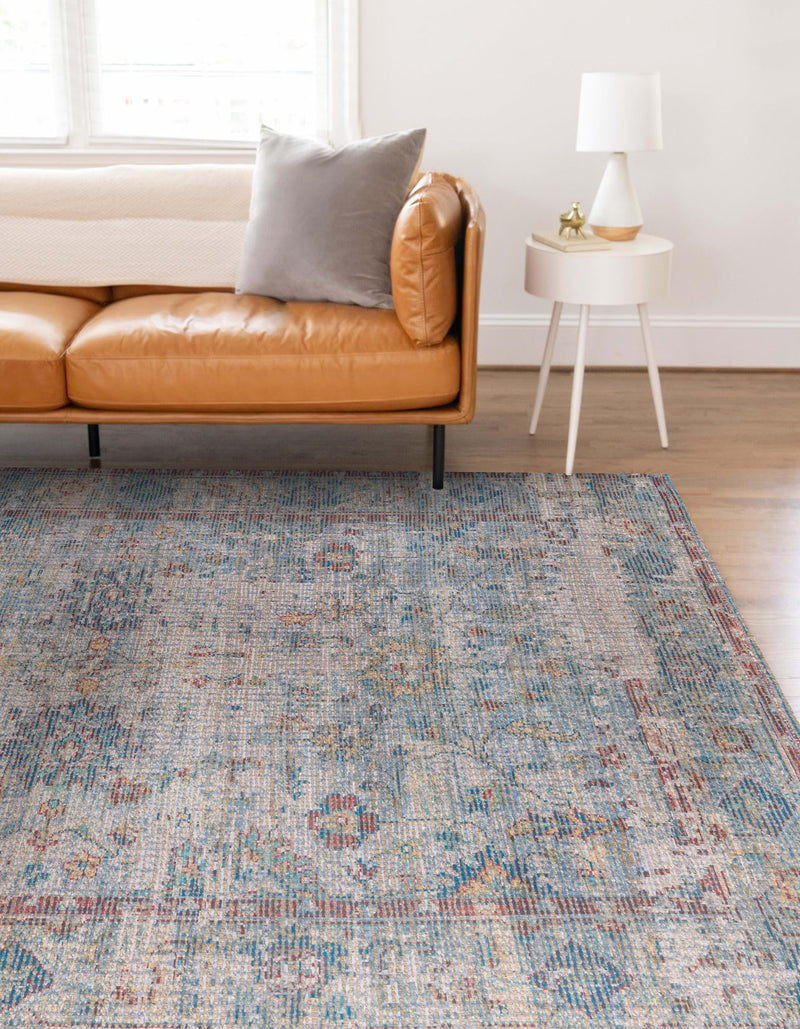 Savannah Threads Collection Area Rug - Tybee Rectangle Teal blue  lifestyle 10