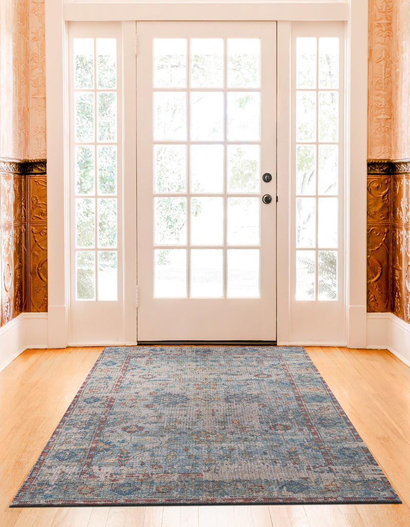 Savannah Threads Collection Area Rug - Tybee Rectangle Teal blue  lifestyle 12