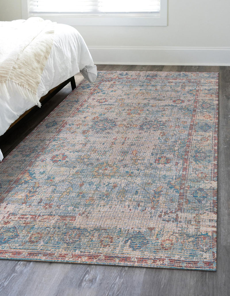 Savannah Threads Collection Area Rug - Tybee Rectangle Teal blue  lifestyle 18