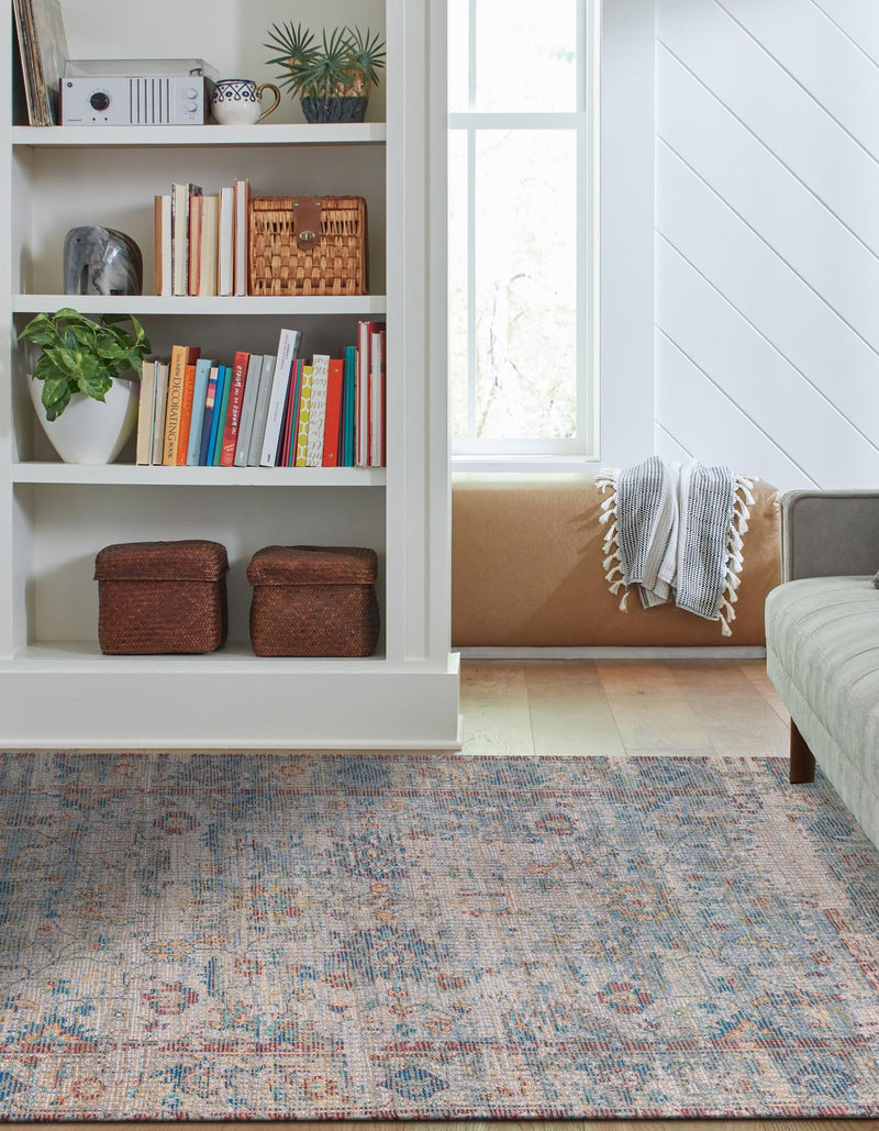 Savannah Threads Collection Area Rug - Tybee Rectangle Teal blue  lifestyle 20