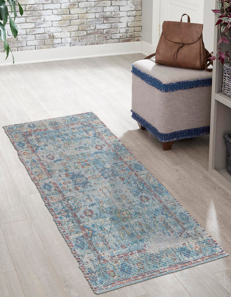 Savannah Threads Collection Area Rug - Tybee Runner Teal blue  lifestyle 59