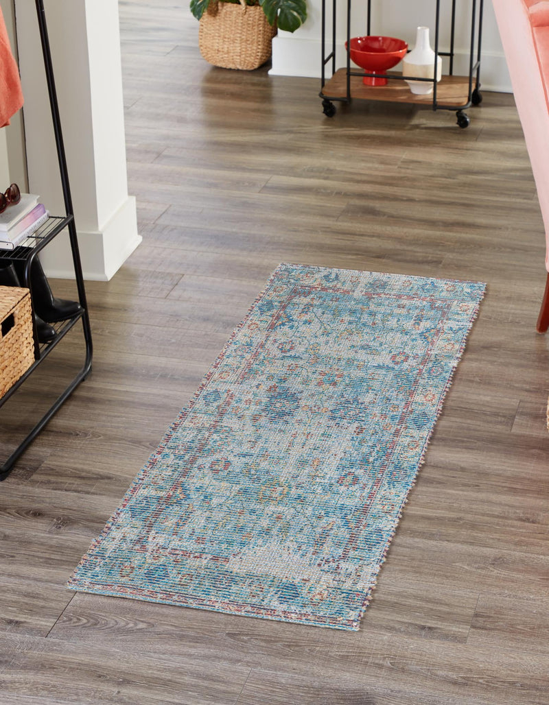 Savannah Threads Collection Area Rug - Tybee Runner Teal blue  lifestyle 61