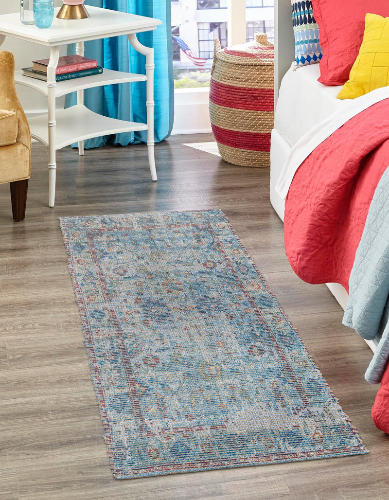 Savannah Threads Collection Area Rug - Tybee Runner Teal blue  lifestyle 63