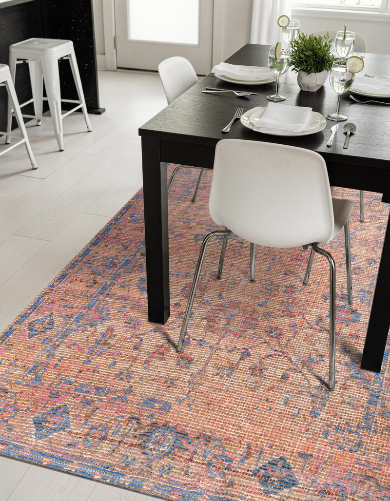 Savannah Threads Collection Area Rug - Tybee Rectangle Peach pink  lifestyle 7