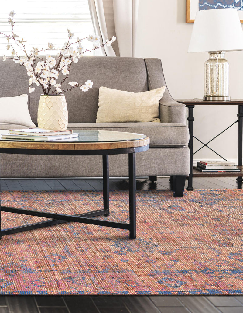 Savannah Threads Collection Area Rug - Tybee Rectangle Peach pink  lifestyle 13