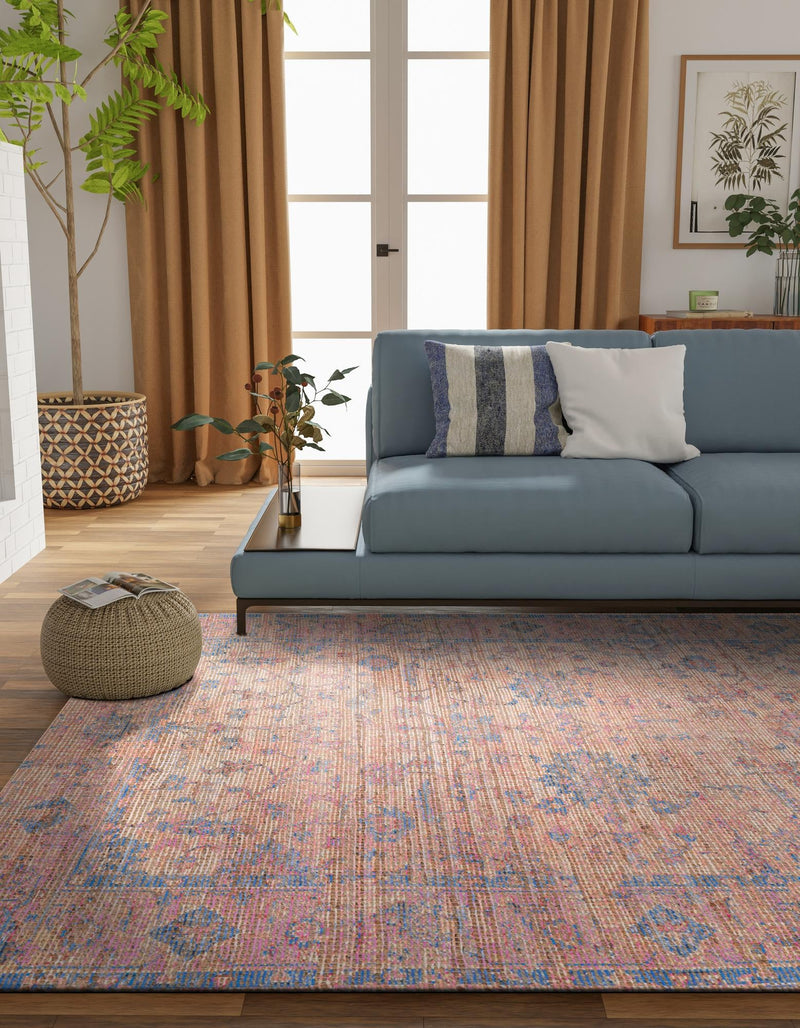 Savannah Threads Collection Area Rug - Tybee Rectangle Peach pink  lifestyle 17