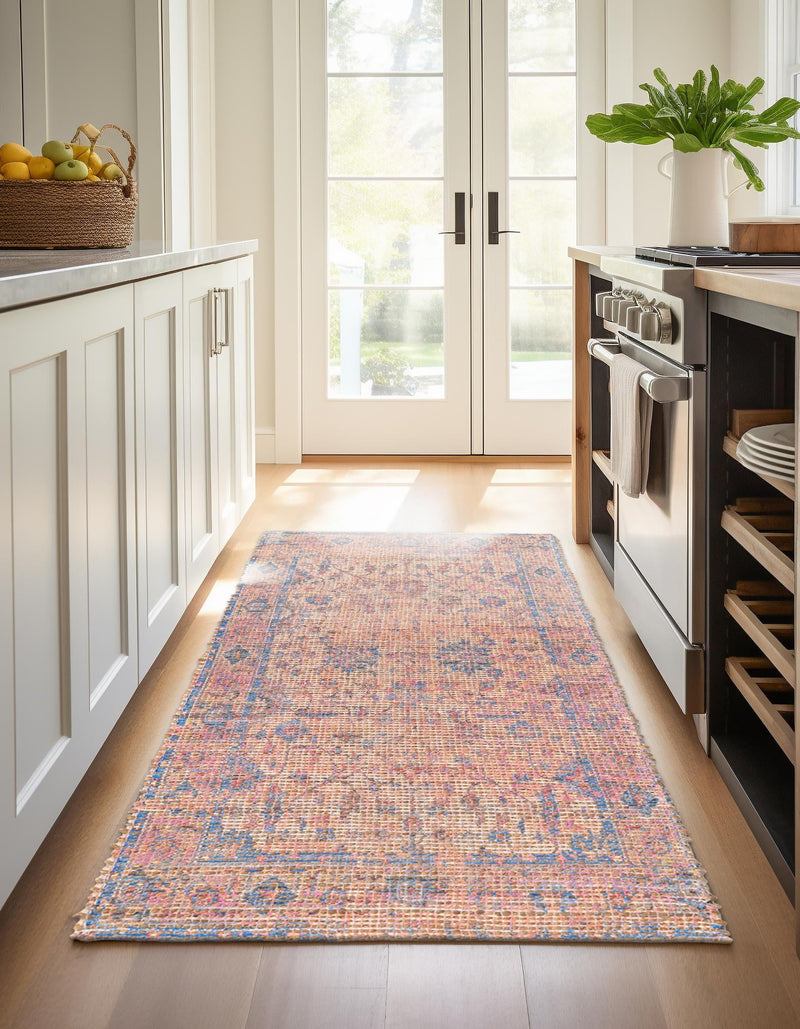 Savannah Threads Collection Area Rug - Tybee Runner Peach pink  lifestyle 56