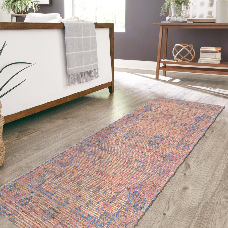 Savannah Threads Collection Area Rug - Tybee Runner Peach pink  lifestyle 75