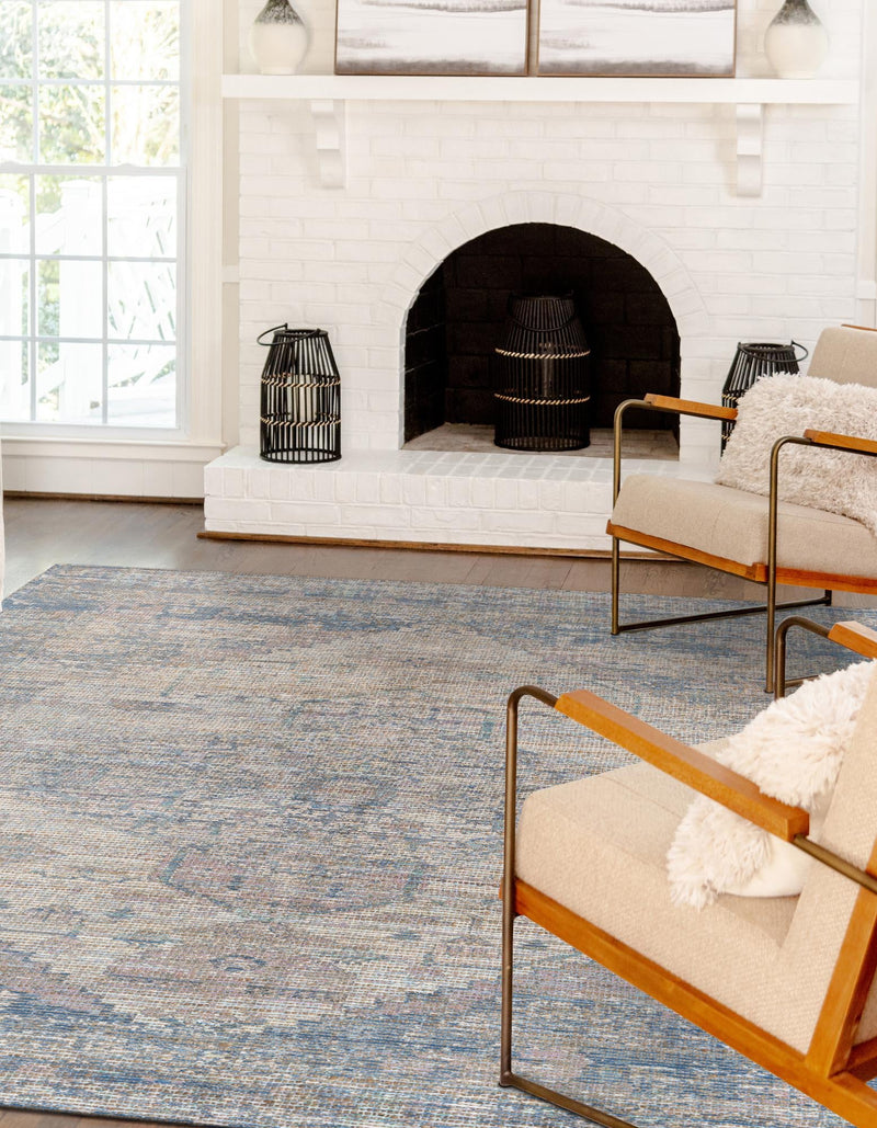 Desert Weave Jute Collection Area Rug - Sahara Rectangle Blue  lifestyle 9