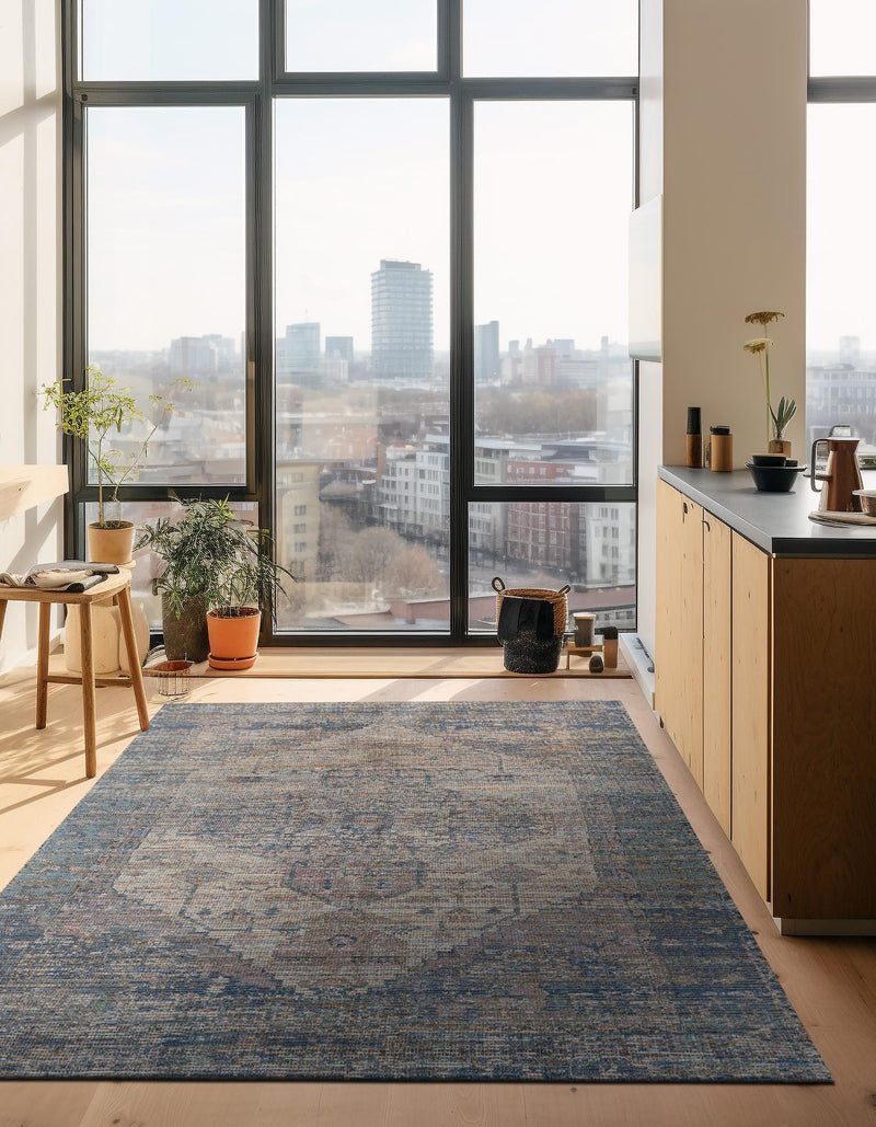 Desert Weave Jute Collection Area Rug - Sahara Rectangle Blue  lifestyle 15