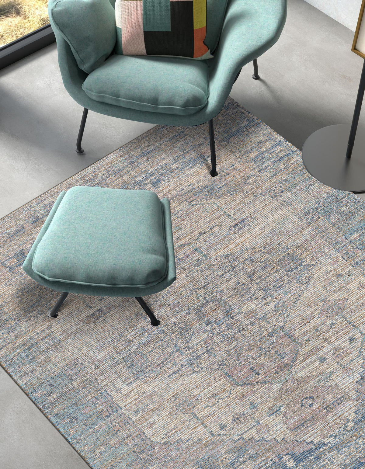 Desert Weave Jute Collection Area Rug - Sahara Rectangle Blue  lifestyle 19