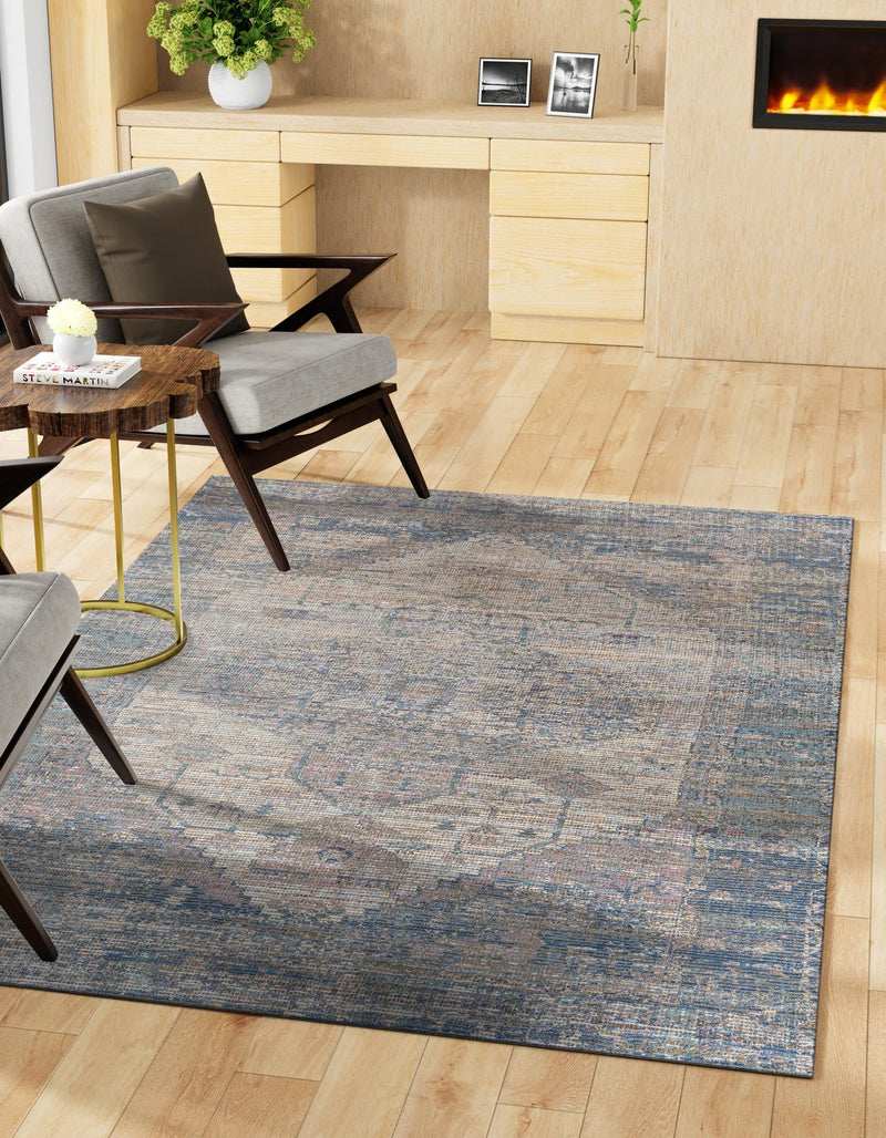 Desert Weave Jute Collection Area Rug - Sahara Rectangle Blue  lifestyle 21
