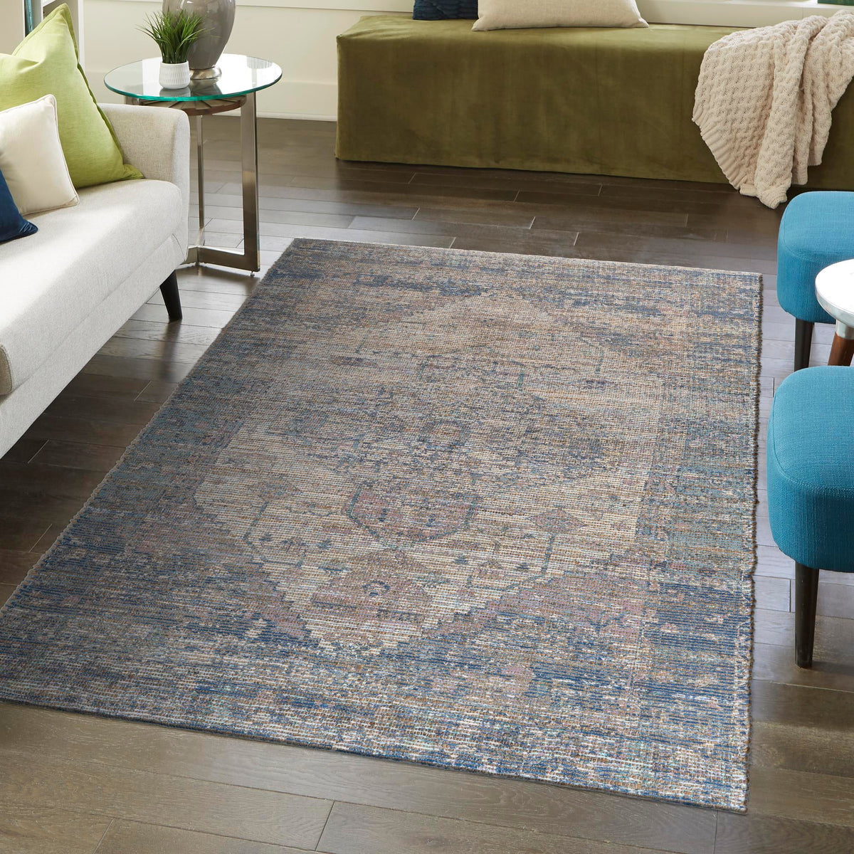 Desert Weave Jute Collection Area Rug - Sahara Rectangle Blue  lifestyle 43