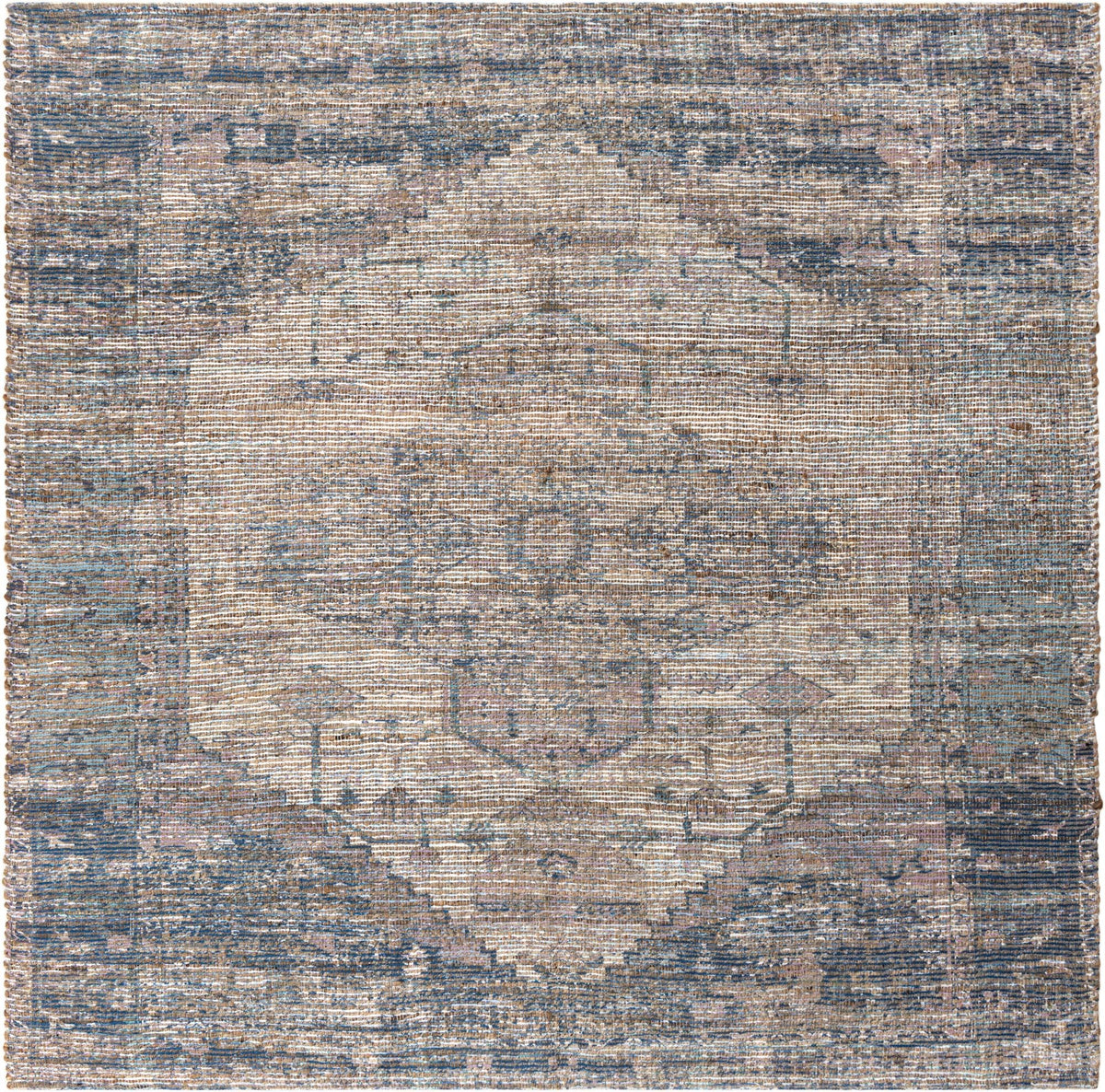Savannah Threads Collection Area Rug - Sahara Square Blue  lifestyle 122