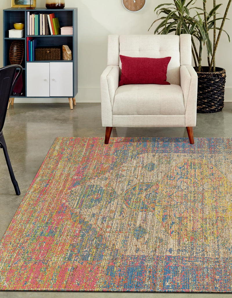 Desert Weave Jute Collection Area Rug - Sahara Rectangle Multi  lifestyle 9