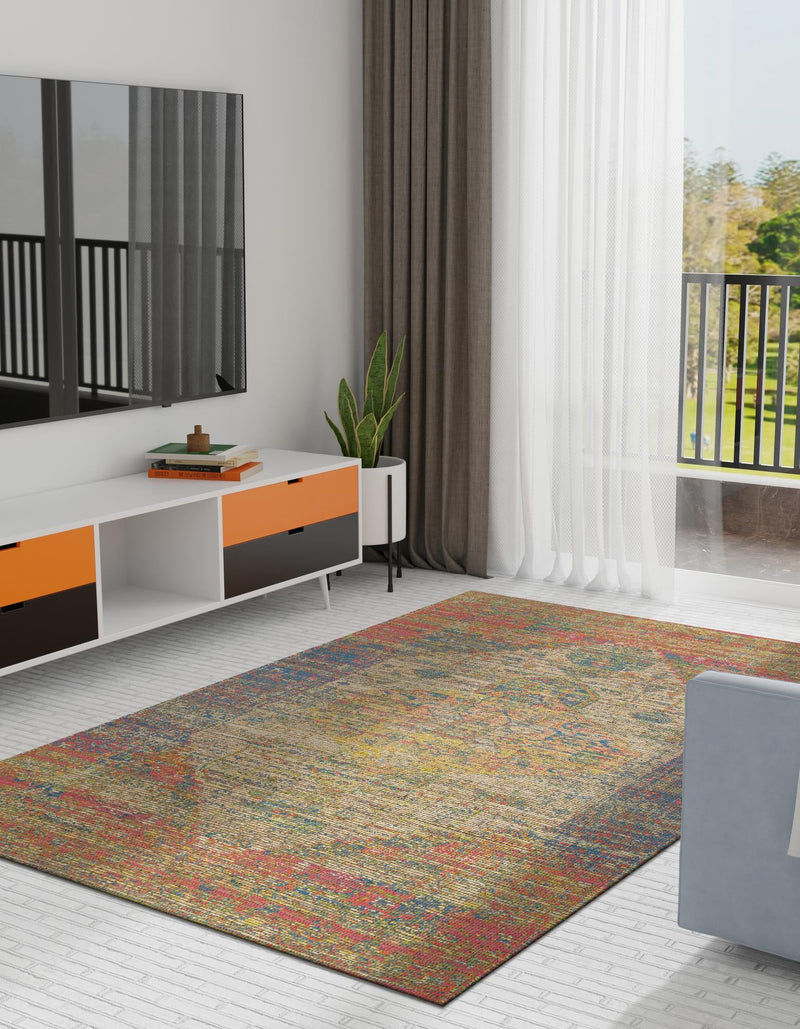 Desert Weave Jute Collection Area Rug - Sahara Rectangle Multi  lifestyle 21