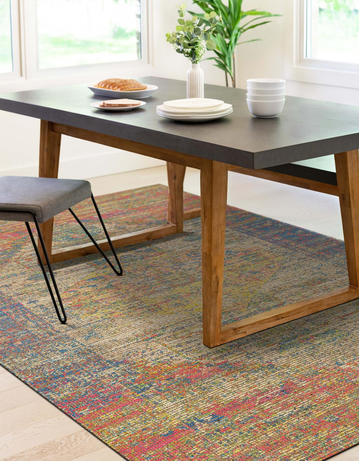 Desert Weave Jute Collection Area Rug - Sahara Rectangle Multi  lifestyle 27