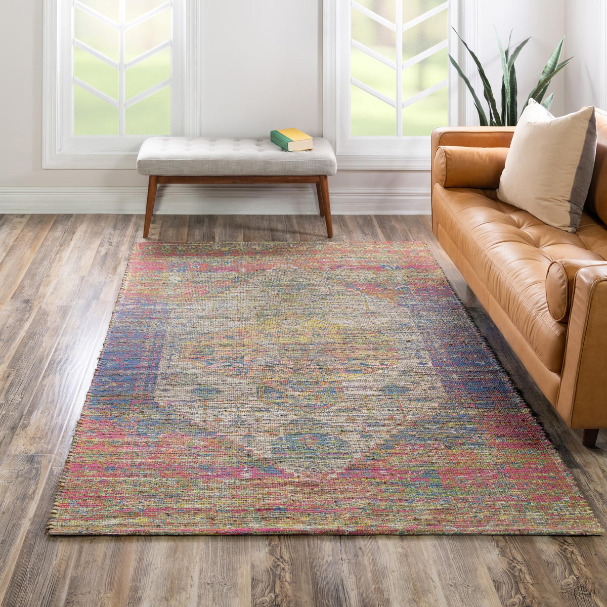 Desert Weave Jute Collection Area Rug - Sahara Rectangle Multi  lifestyle 66