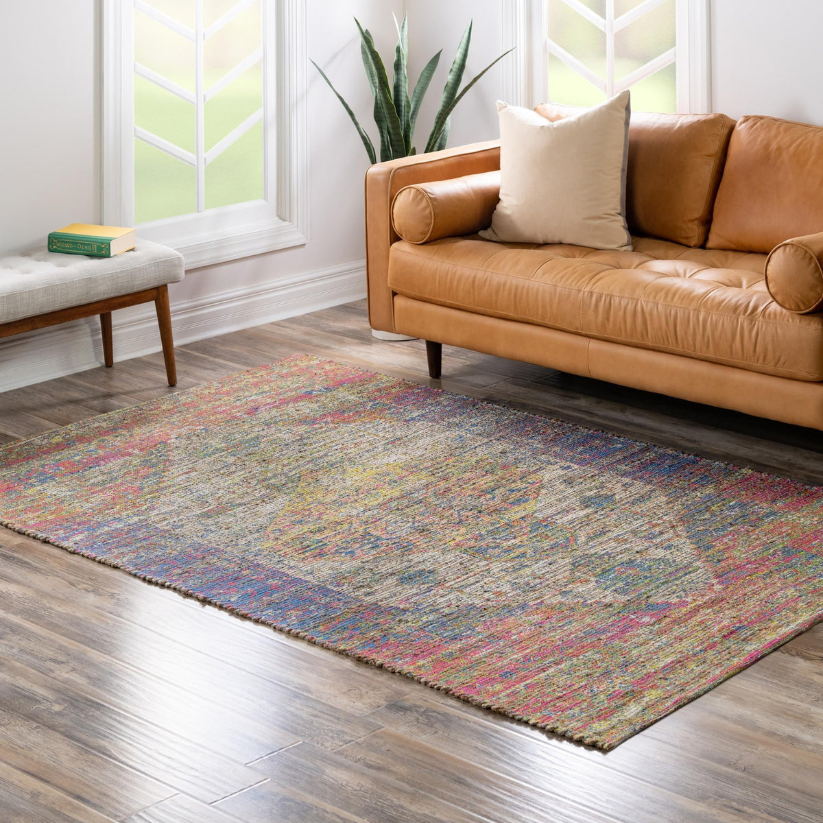 Desert Weave Jute Collection Area Rug - Sahara Rectangle Multi  lifestyle 69
