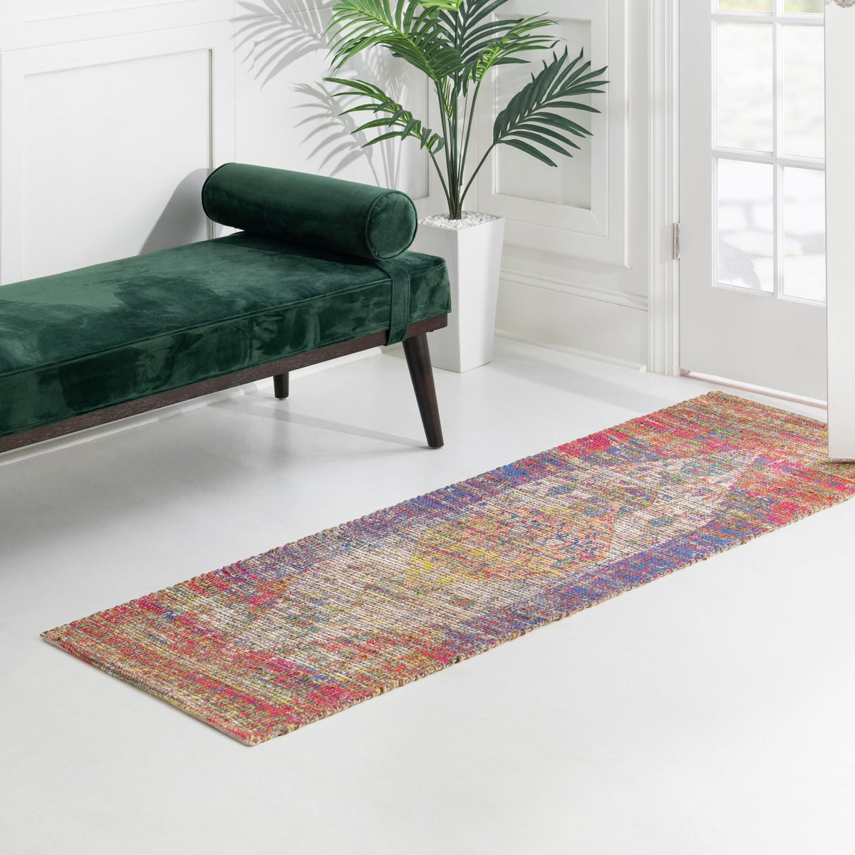 Desert Weave Jute Collection Area Rug - Sahara Runner Multi  lifestyle 118