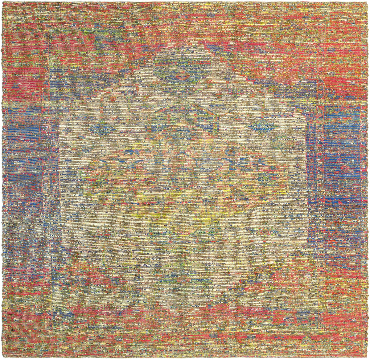 Savannah Threads Collection Area Rug - Sahara Square Multi  lifestyle 124