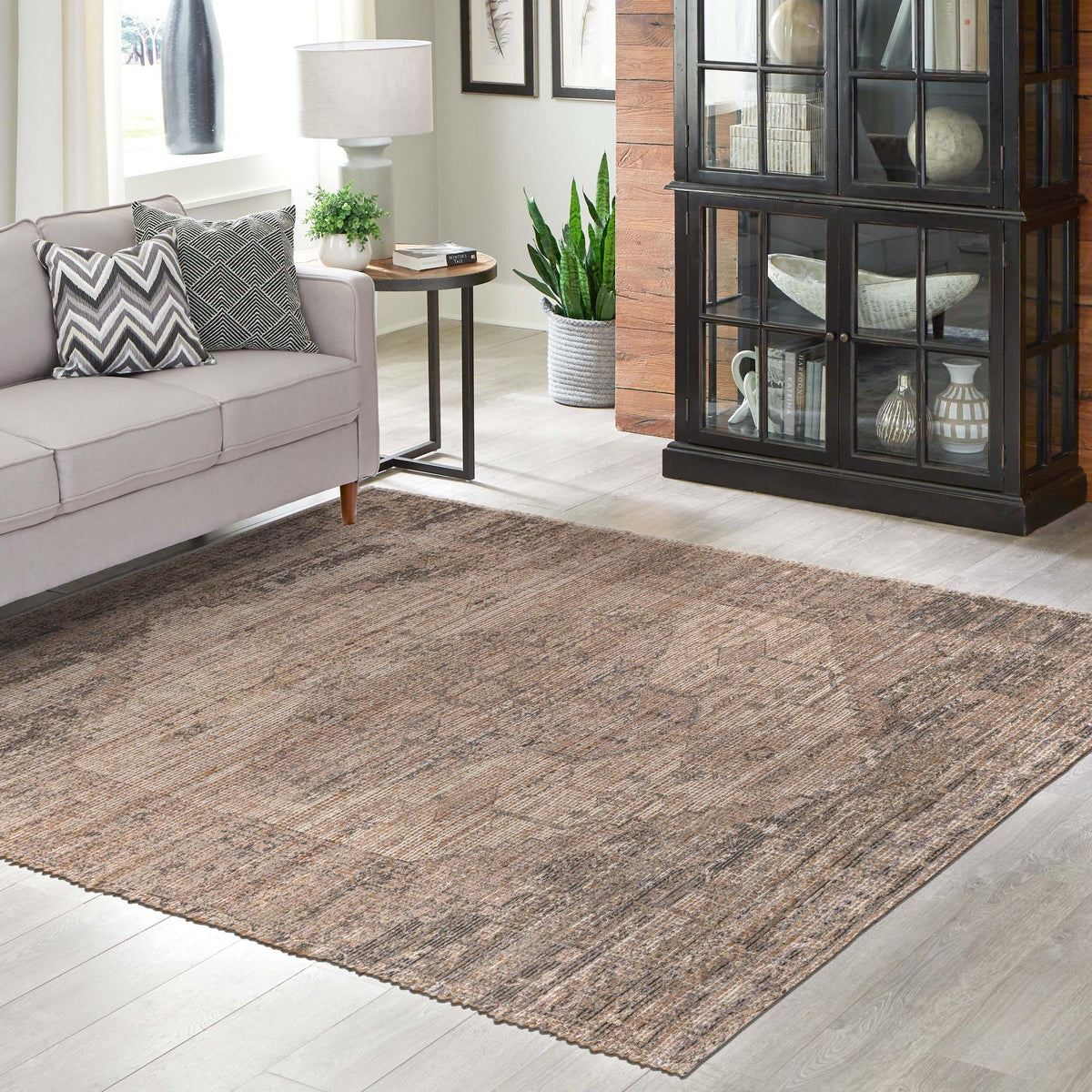 Desert Weave Jute Collection Area Rug - Sahara Square Natural  lifestyle 84