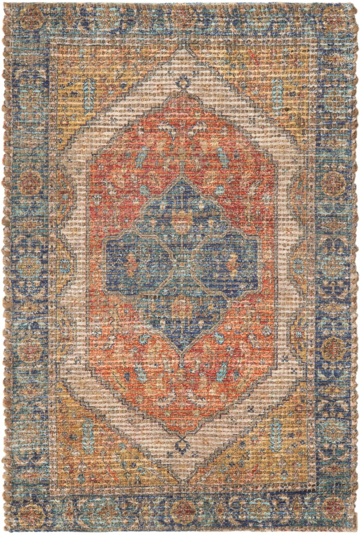 Savannah Threads Collection Area Rug - Charleston Rectangle Orange Yellow Main