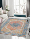 Savannah Threads Collection Area Rug - Charleston Rectangle Orange Yellow  lifestyle 2