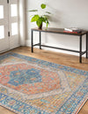Savannah Threads Collection Area Rug - Charleston Rectangle Orange Yellow  lifestyle 6