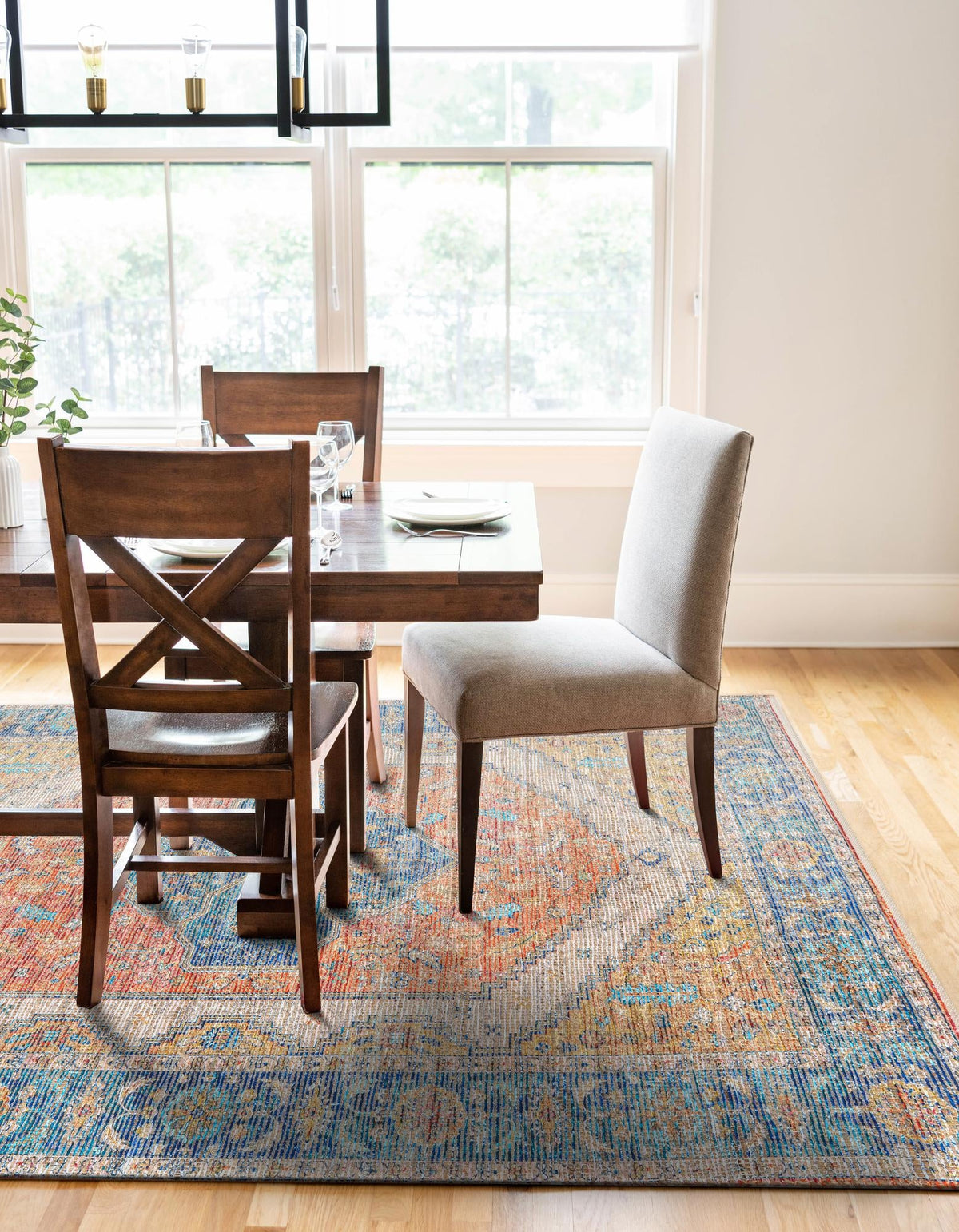 Savannah Threads Collection Area Rug - Charleston Rectangle Orange Yellow  lifestyle 8