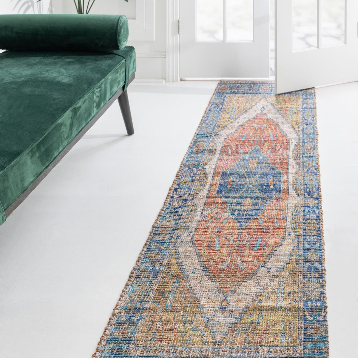 Savannah Threads Collection Area Rug - Charleston Runner Orange Yellow  lifestyle 38