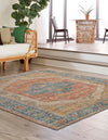 Savannah Threads Collection Area Rug - Charleston Square Orange Yellow  lifestyle 29