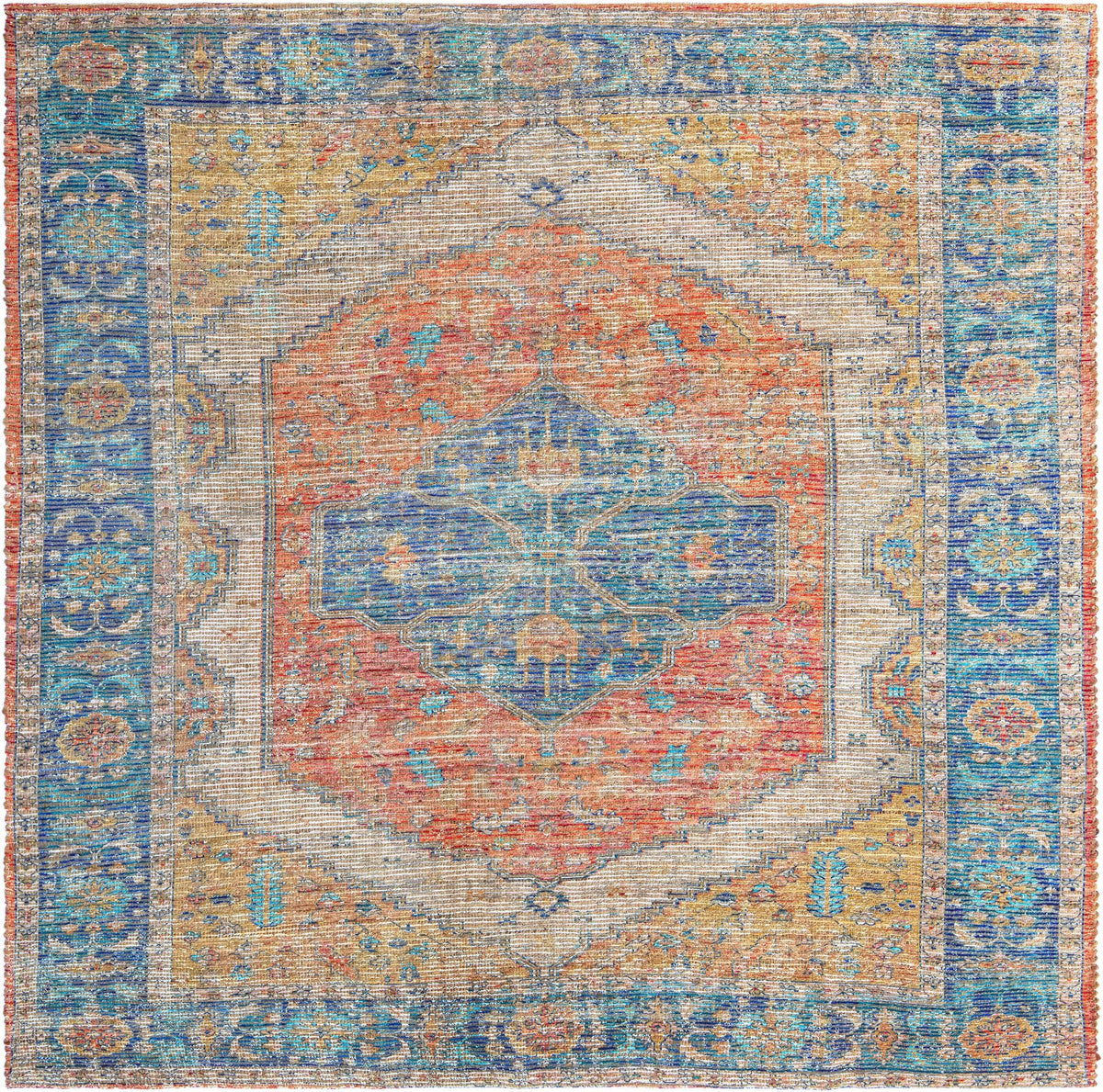 Savannah Threads Collection Area Rug - Charleston Square Orange Yellow  lifestyle 40