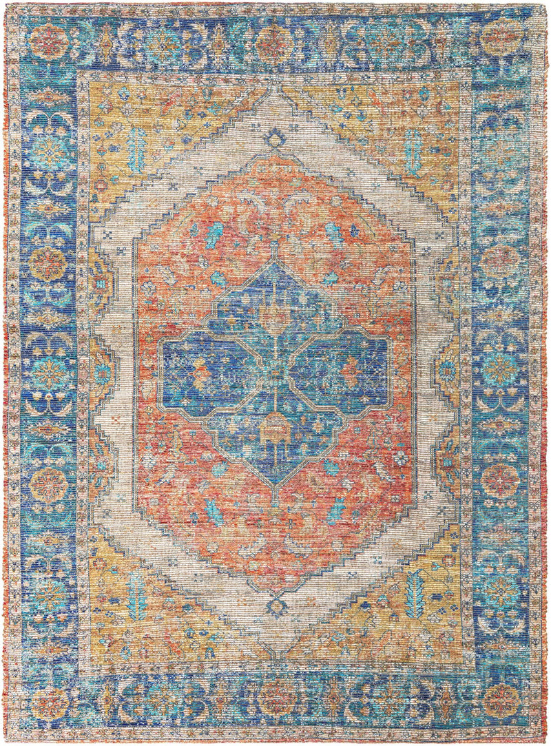Savannah Threads Collection Area Rug - Charleston Rectangle Orange Yellow  lifestyle 2