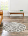 Savannah Hideaway Collection Area Rug - Serengeti Round Gray Ivory  lifestyle 31