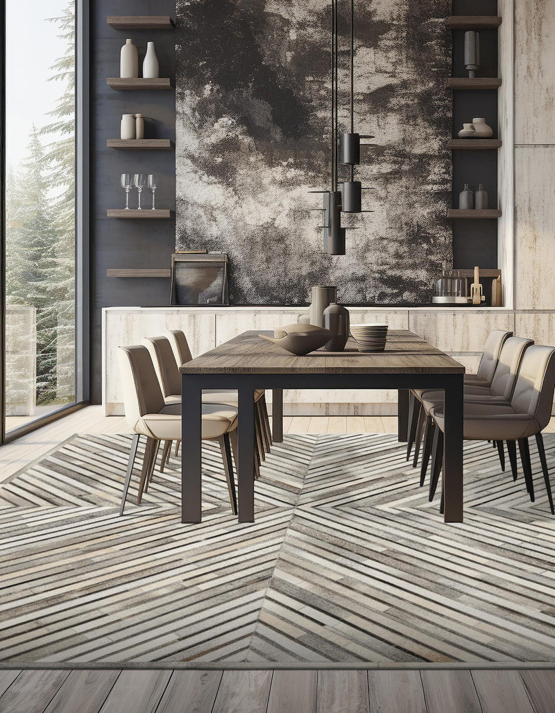 Savannah Hideaway Collection Area Rug - Serengeti Square Gray Ivory  lifestyle 44