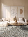 Savannah Hideaway Collection Area Rug - Serengeti Square Gray Ivory  lifestyle 46