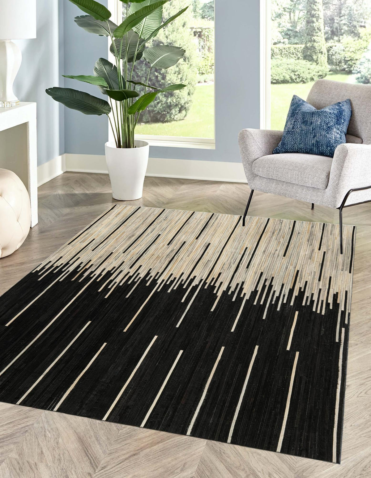 Savannah Hideaway Collection Area Rug - Savannah Rectangle Black White  lifestyle 2