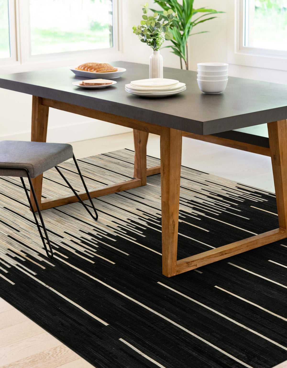 Savannah Hideaway Collection Area Rug - Savannah Rectangle Black White  lifestyle 5