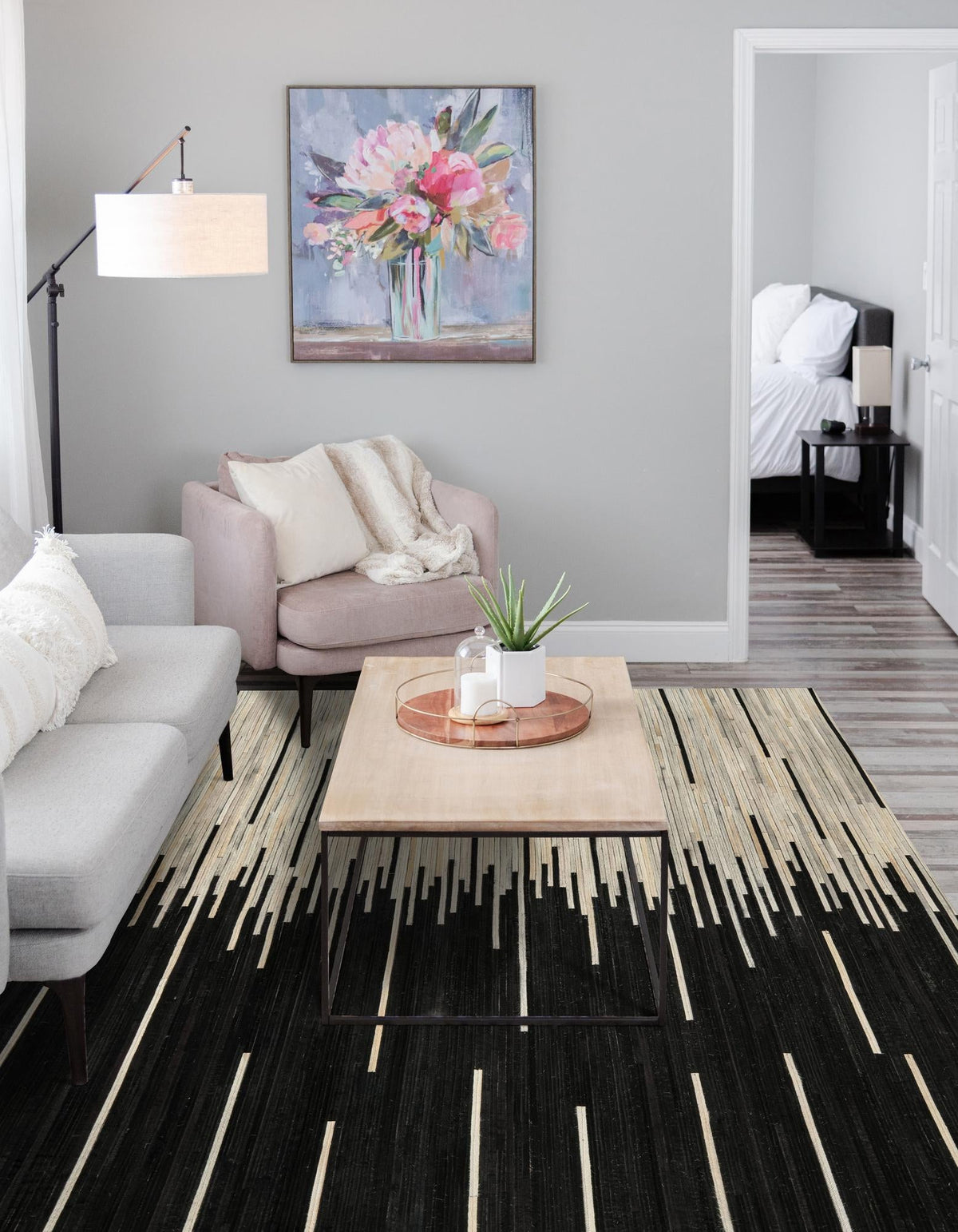 Savannah Hideaway Collection Area Rug - Savannah Rectangle Black White  lifestyle 6