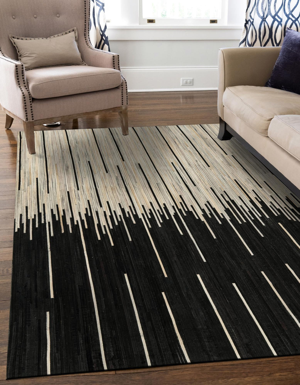 Savannah Hideaway Collection Area Rug - Savannah Rectangle Black White  lifestyle 10