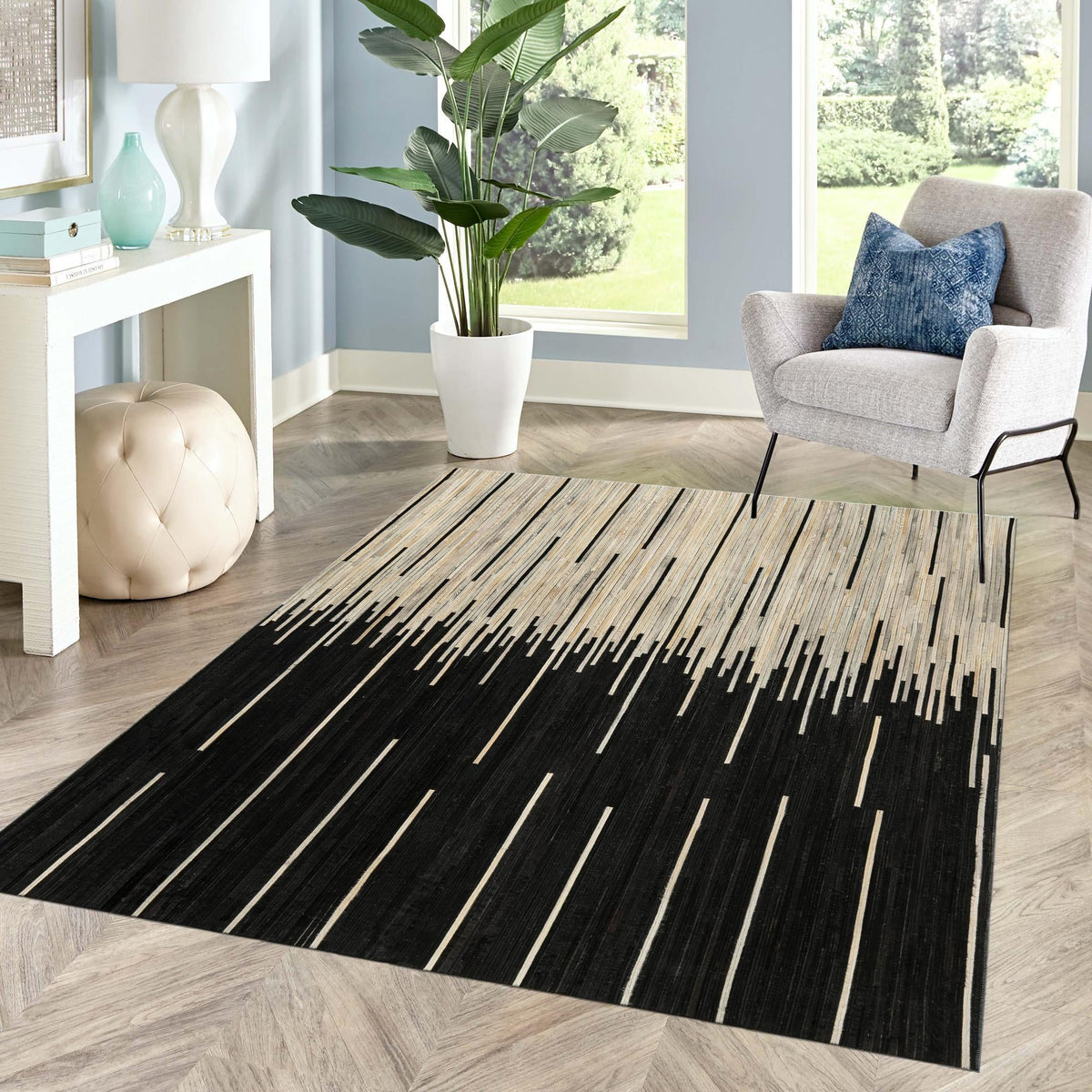 Savannah Hideaway Collection Area Rug - Savannah Rectangle Black White  lifestyle 22