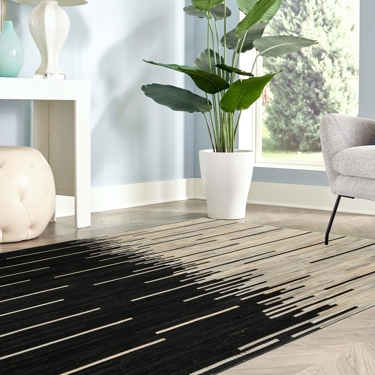 Savannah Hideaway Collection Area Rug - Savannah Rectangle Black White  lifestyle 23