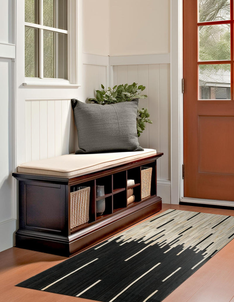 Savannah Hideaway Collection Area Rug - Savannah Runner Black White  lifestyle 43