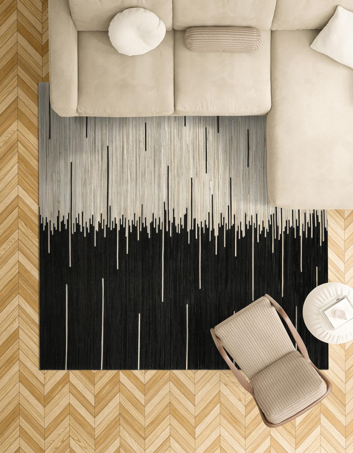Savannah Hideaway Collection Area Rug - Savannah Square Black White  lifestyle 78