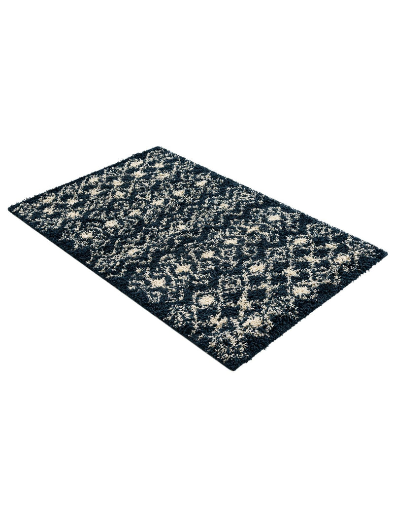 Berber Lattice Shag Collection Area Rug - Atlas (Navy Blue) Rectangle Navy Blue  lifestyle 9