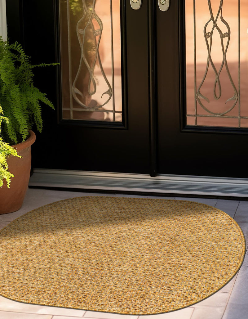 Patio Perfection Collection Area Rug - Veranda (Corn Harvest Yellow) Oval Corn Harvest Yellow  lifestyle 3